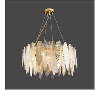 AJYBYUKJ LED Lustre Moderne Lampe Moderne Luxe Rond Plaque de métal Verre Suspension Foyer E14 Lampe Suspendue, éclairage de Plafond Beauty Comes