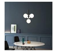 AJYBYUKJ Luminaires Suspendus, lustres LED Simple Moderne Noir cuivre Verre Lustre Maison hôtel Villa Duplex bâtiment Salon étude Chambre escalier Balcon éclairage Lampe Pend Beauty Comes