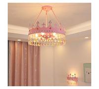 AJYBYUKJ Lustre Abat-jour Plafond Créatif Enfants Filles Chambre Lustre Éclairage Cristal Pendentif Or Princesse Couronne ern Chambre Plafond Lampe Suspendue LED Beauty Comes
