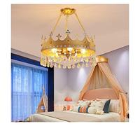 AJYBYUKJ Lustre Abat-jour Plafond Créatif Enfants Filles Chambre Lustre Éclairage Cristal Pendentif Or Princesse Couronne ern Chambre Plafond Lampe Suspendue LED Beauty Comes