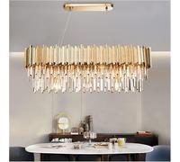 AJYBYUKJ Lustre de Luxe en métal LED lumières E14 K9 Cristal Salle à Manger luminaires Suspendus Droits, éclairage Suspendu Plafond Beauty Comes