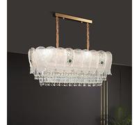 AJYBYUKJ Lustre en Verre de Cristal de Luxe, Hall, Salon, Chambre à Coucher, Table à Manger, Lampe à Suspension LED dorée, décoration Artistique en Plumes, Suspension élégante Beauty Comes