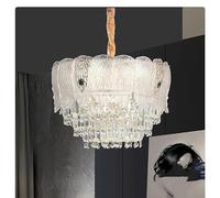 AJYBYUKJ Lustre en Verre de Cristal de Luxe, Hall, Salon, Chambre à Coucher, Table à Manger, Lampe à Suspension LED dorée, décoration Artistique en Plumes, Suspension élégante Beauty Comes