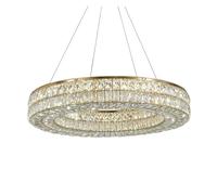 AJYBYUKJ Lustre, LED Couleur Argent doré Variable Lustre en Cristal Rond Lampe Suspendue Salon Salle à Manger Moderne Suspension Plafond (télécommande,GOLDEN-100CM) Beauty Comes
