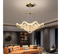 AJYBYUKJ Lustre LED de Luxe 3000-6000K Suspension Multi-Source de lumière Globe en Verre Lampe Suspendue Nordique créative Lampe Suspendue dorée réglable Décoration d'intérieur pour Salle à Manger,