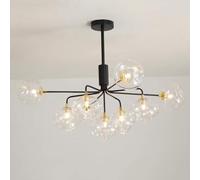 AJYBYUKJ Lustres Noirs Abat-Jour Transparent plafonnier Moderne Semi-encastré Suspension en Verre métallique, éclairage de Plafond Beauty Comes