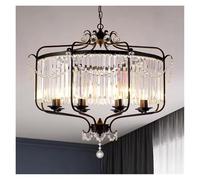 AJYBYUKJ Moderne américain LED rétro Romantique Luxueux Cristal Fer Art Lustre Salon Salle à Manger Chambre Lampe Design décor Suspension Beauty Comes