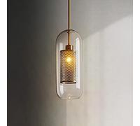 AJYBYUKJ Plafonnier Cylindre en Verre Clair Pendentif, Style Industriel Vintage Bronze Lampe Suspendue pour Chambre À Coucher, Table À Manger, Café,Cool White-15cm Beauty Comes