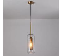 AJYBYUKJ Plafonnier Cylindre Pendentif en Verre Clair, Luminaire Suspendu en Bronze Vintage De Style Industriel pour Chambre À Coucher, Table À Manger, Café,Blanc Chaud-15cm Beauty Comes