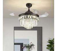 AJYBYUKJ Plafonnier LED en Cristal avec Ventilateur Invisible et Design Suspendu pour Salon, Chambre à Coucher et Salle à Manger, luminaire électrique Moderne avec Style élégant Beauty Comes