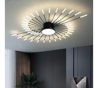 AJYBYUKJ Plafonnier LED Moderne de 129,5 cm, Lustre intégré 42+1, Lampe intérieure Noire pour Salon et Chambre à Coucher, Design feu d'artifice 4000 K 30 W + 12 W, éclairage Proche du Plafond élégant