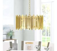 AJYBYUKJ Plafonnier Moderne Pendentif Tambour doré Lanterne Ronde 4 Lampes suspendues dorées Style Bougie lustres à Cage en métal pour Salle à Manger Salon Hall d'entrée Beauty Comes