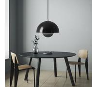 AJYBYUKJ Plafonnier Moderne Suspendu avec Grand dôme Noir du Milieu du siècle, Lampe Nordique Macaron 1 Pot de Fleurs avec Abat-Jour hémisphérique de 15,7 Pouces Beauty Comes