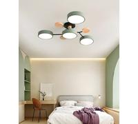 AJYBYUKJ Plafonnier Semi-encastré Moderne Nordique Blanc LED plafonnier Circulaire Acrylique 4 têtes Lustre Spoutnik luminaire avec décoration en Bois décor Suspension Beauty Comes