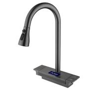 AJYBYUKJ Robinet kiten avec pulvérisateur de Traction, Affichage de température en Laiton kiten Robinet, 3 Modes de Cascade précipitant kiten puits d'évier, Argent (Gris) Beauty Comes