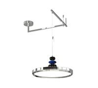 AJYBYUKJ Suspension à Bras oscillant chromé, Lampe Suspendue à Disque en métal avec Abat-Jour en Acrylique, Lampes à Suspension télescopiques réglables, Lustre LED Moderne - 29W - 6000K, éclairage de