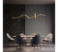 AJYBYUKJ Suspension LED à intensité Variable pour Salle à Manger Lustre linéaire Moderne avec télécommande Lampe à Suspension dorée de 120 cm pour Cuisine, Salon et décoration de Bureau Beauty Comes