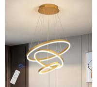 AJYBYUKJ Suspension LED Moderne à intensité Variable, Lustre Rond à 3 Couches, plafonnier Minimaliste réglable en Hauteur pour îlot de Cuisine et Salle à Manger, Finition Marron Beauty Comes