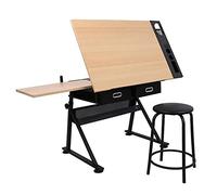 AJYBYUKJ Table à Dessin Bureau de rédaction avec des tiroirs, Une Planche de Pliage réglable et Un Poste de Travail d'art pour l'esquisse et la Peinture Beauty Comes