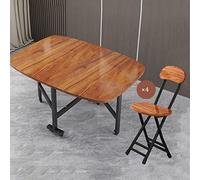 AJYBYUKJ Table à Manger Pliante Ensemble avec 4 chaises et 360 ° Roues Sauveillance Sauvegarde Brunfly Brown 100 * 60cm Beauty Comes