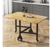 AJYBYUKJ Table à Manger Pliante Mobile avec Roues, Conception de Feuilles de Goutte Extensible, Solution d'économie d'espace pour Les Petits espaces, accueille 4 à 8 Personnes Beauty Comes