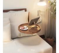 AJYBYUKJ Table Ronde Pliante Murale, Table Ronde Pliante Murale - Table d'appoint de canapé 11 Pouces, Conception Flip-Out détachable pour Chambre, étude, Salon, Balcon (Marron) Beauty Comes