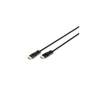 Digitus Câble HDMI en fibre optique 20 m HDMI 2.0 4K60 1080p120 18 Gbps ARC HDR plaqués or Noir