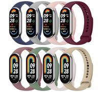 AK 8 Pièces Bracelets Compatible avec Xiaomi Mi Band 9 et Xiaomi Mi Band 8, Bracelet de Remplacement pour Xiaomi Smart Band 8, Mi Band 9 Bracelet en TPU, longueur Réglable (Pack C)