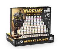 AK Acrylics 3Gen SET AK11783 WARGAME PAINT IT ALL BOX (72x17ml) + 2x brush + mat