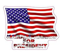 AK- Autocollant en vinyle pour voiture - Drapeau américain Kamala Harris pour le président 2024 - Pour ordinateur portable, camionnette, camion, moto, pare-chocs, fenêtre sur toute surface lisse -
