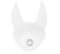 AK Bonnet Anti-Mouches pour Chevaux - Oreilles en Lycra Doux, Crochet Serré, Ajustement Confortable - Bonnet Équestre pour Chevaux de Sport AKRS-6069-01 (Blanc, Full / (L))