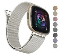 AK Bracelet en métal compatible avec Fitbit Sense 2 / Sense / Fitbit Versa 4 / Versa 3 - Bracelet de rechange magnétique en maille d'acier inoxydable pour montre intelligente Fitbit Sense