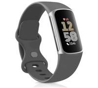 AK Bracelet pour Fitbit Charge 6/5 - Bracelet de rechange souple en silicone classique pour homme et femme (taille S, gris foncé)