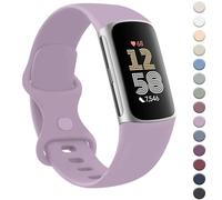 AK Bracelet pour Fitbit Charge 6/Fitbit Charge 5 pour homme et femme - Bracelet de rechange classique en silicone souple compatible avec Fitbit Charge 6/Fitbit Charge 5 (taille S, violet)