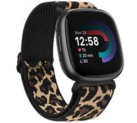 AK Bracelets compatibles avec Fitbit Versa 4/Fitbit Versa 3/Fitbit Sense 2 pour homme et femme - En nylon élastique souple - Léopard
