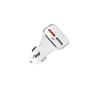 AK-CH-08 - Adaptateur d'alimentation pour voiture - 15 watt - 3 A - QC 3.0 - 2 connecteurs de sortie (USB) - blanc