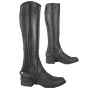 AK Demi-chaps d'équitation en cuir pleine fleur avec fermeture éclair latérale et panneau stretch Noir Taille XXL