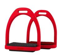 AK Étriers en Plastique pour Cheval Baspro, Haute Résistance, Plastique de Qualité Durable, Étriers de Sécurité Équestres avec Semelles Antidérapantes en Caoutchouc Modèle 6047-02 (Rouge, 4.75'')