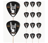 AK Giftshop Rock and Roll Lot de 14 pics à cupcakes en métal lourd pour fête d'anniversaire
