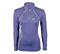AK Helene AKRS-6067 Couche de base d'équitation à manches longues - Doux, extensible, à séchage rapide pour un confort tout au long de la journée, bleu marine/doré, XXL