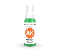 AK Interactive – Peinture acrylique AK11216 Clear Green – 17 ml – 3ᵉ génération – Étiquette orange