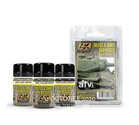 AK Interactive AFV AK4060 Dust & Dirt Deposits Weathering Acrylic Paint Set