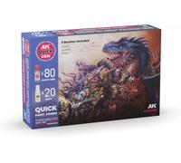 Ak Interactive Quick Gen - Quick Paint Set (Set 100 Refs (80 Quick Gen + 20 Acrylic) + 3 Brush)