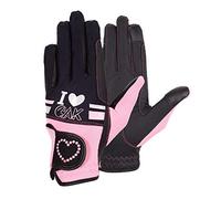 AK Love Horse Riding Gloves Gants d’équitation pour Femmes, Hommes et Enfants pour Toutes Les Saisons AKRS-6388 (Noir/Rose, 3XS)