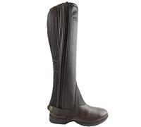 AK Mini-Chaps d'équitation en Cuir Pleine Fleur avec Fermeture éclair latérale et Panneau Extensible Horse Riding Half Chaps AKRS-1022 (2XL, Brown)