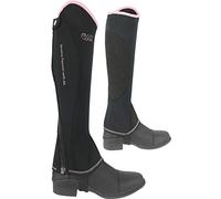 AK Mini-Chaps d'équitation en néoprène avec Fermeture éclair courbée Horse Riding Half Chap AKRS-1828 (Noir/Rose, 3XL)