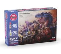 Ak Interactive Quick Gen - Quick Paint Set (Set 100 Refs (80 Quick Gen + 20 Acrylic) + 3 Brush)