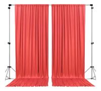 AK Trading CO. 10 pieds x 10 pieds Corail IFR Polyester Back-trop Rideaux Panneaux avec poches de tige - Ceremonie de mariage Party Home Window D