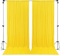 AK TRADING CO. Rideaux de Fond en Polyester avec Passe-Tringle - 3 x 2,4 m - pour cérémonie de Mariage, fête, décoration de fenêtre - Jaune Citron