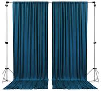 AK TRADING CO. Rideaux de Fond en Polyester avec Passe-Tringle - Décoration de fenêtre de Mariage, de fête, de Maison, Bleu Sarcelle foncé 3 x 3 m